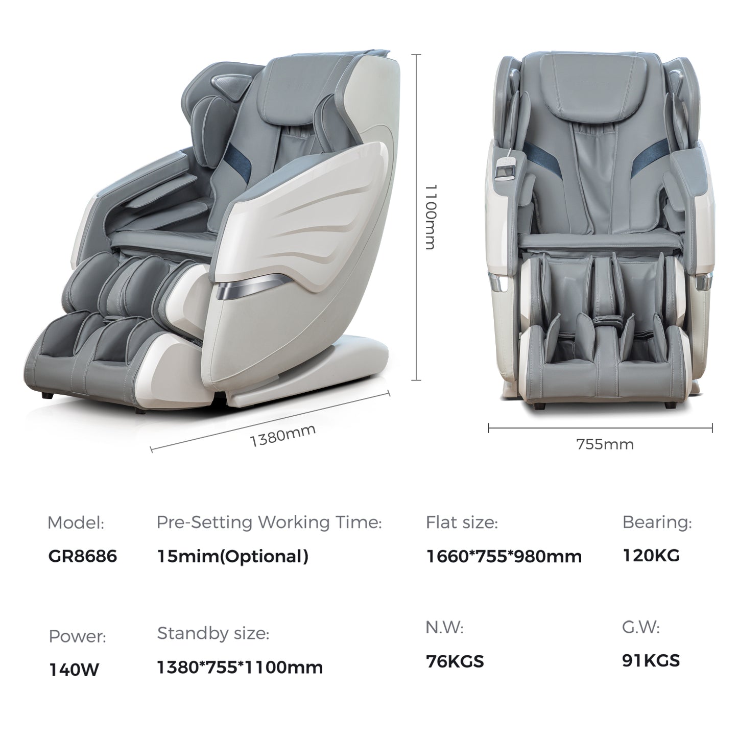 BOSSCARE 2023 Brand New Massage Chairs with AI Voice, App Control SL Track Zero Gravity Full Body Massage Recliner Gray