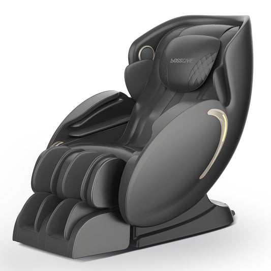 BOSSCARE Zero Gravity Shiatsu Full Body S Track Massage Chair,With Heating, Airbags, APP Voice Control,Black