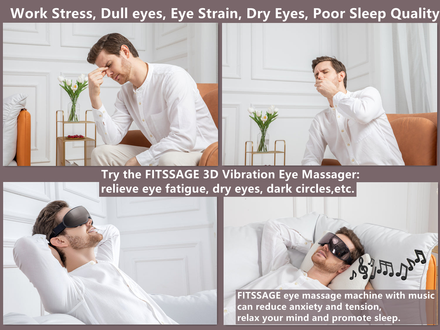 Eye Massager with Heat, Vibration and Air Pressure Massage, Smart Migraine  Relief Products for Headache Relief, Sleep Eye Mask to Alleviate Eye Strain  Dark Circles 