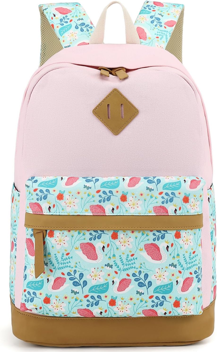Leaper Girls Cute Floral Canvas Backpack Laptop Backpack Casual Shoulder Bag Satchel Daypack Black