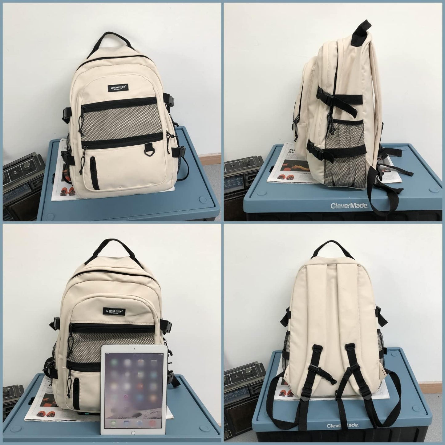 Leaper Water-resistant Laptop Backpacks for Women Lightweight Bag Casual Bookbag Black