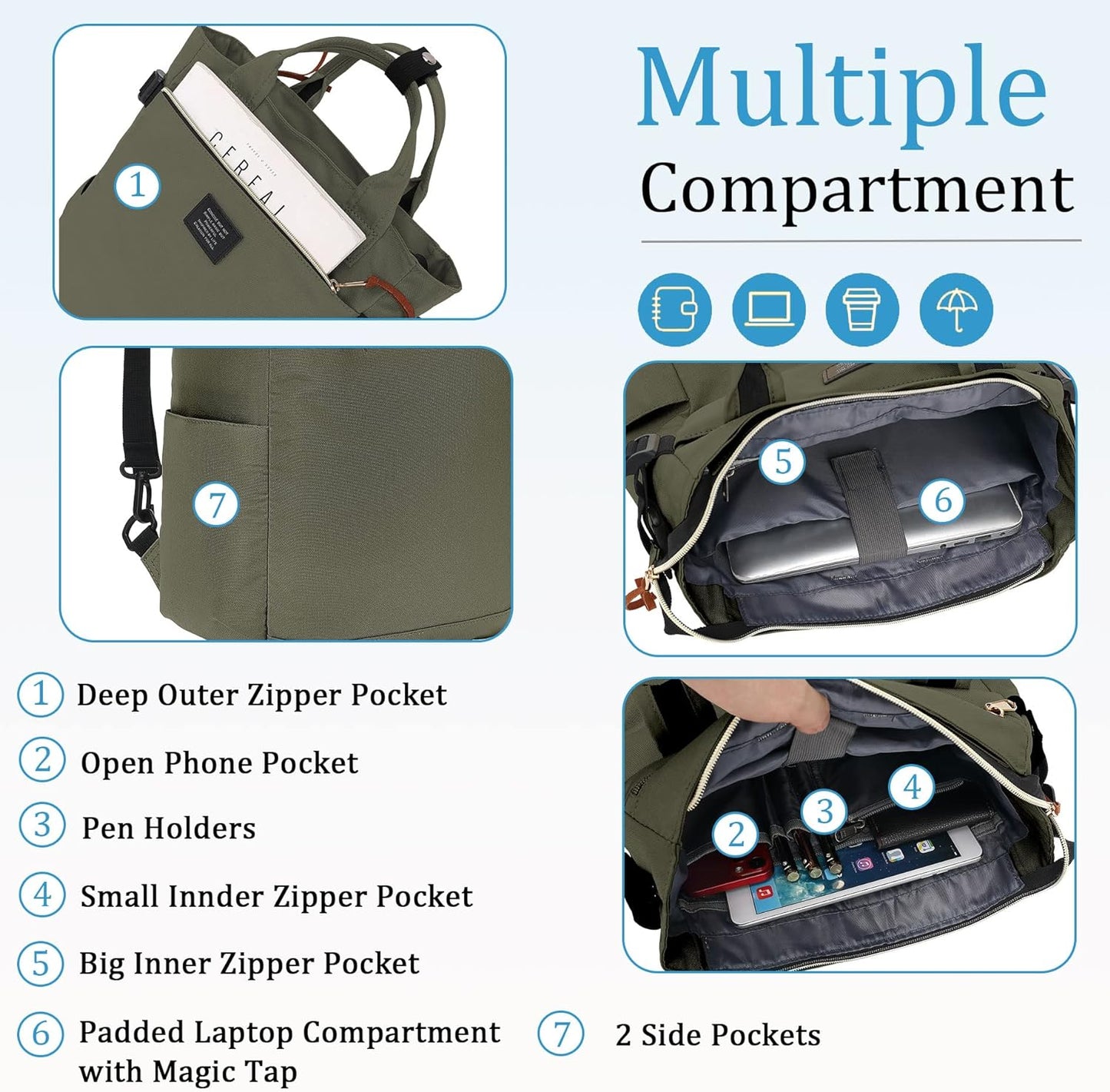 BASICPOWER Backpack Purse for Women Diaper Bag Travel Laptop Casual Bookbag Work Nurse Teacher Bag 15.6-in Computer