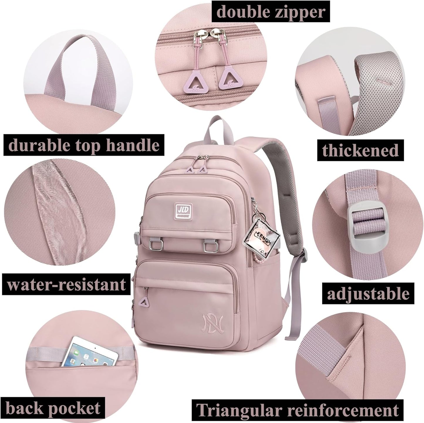 Leaper Water-resistant Laptop Backpacks Lightweight Shoulder Bag for Men Women Casual Daypack Black