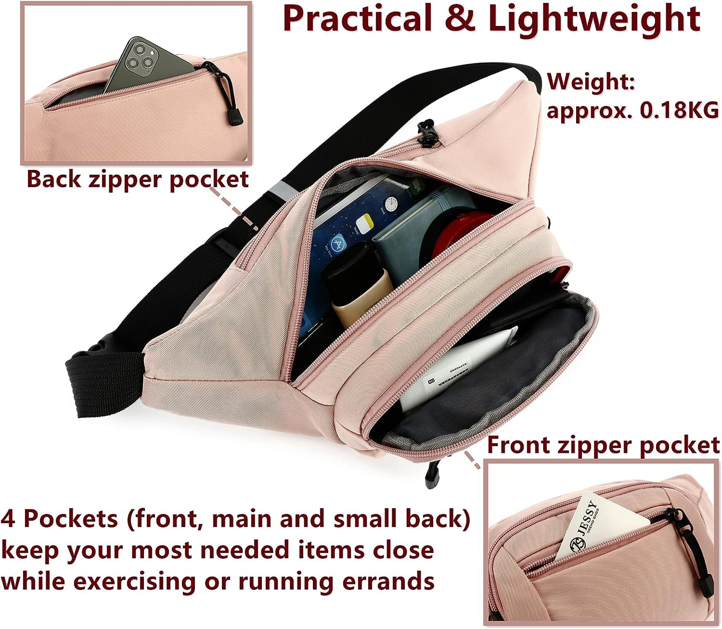 TOPERIN Fashion Fanny Pack Cute Running Belt Waist Pack Running Waist Bag Belt