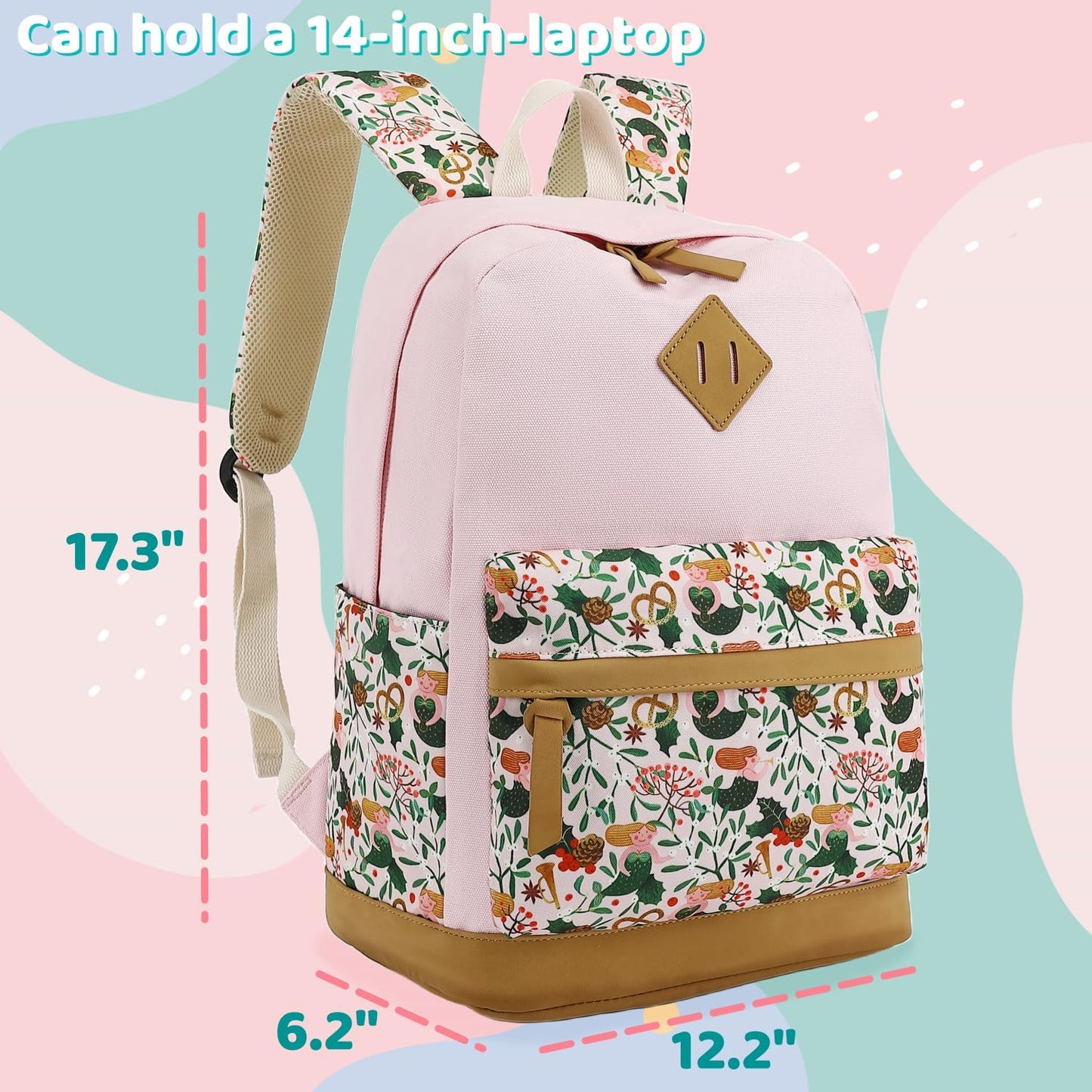 Leaper Cute Laptop Backpack Canvas Bag Daypack bag Lunch Bag Purse 3 in 1