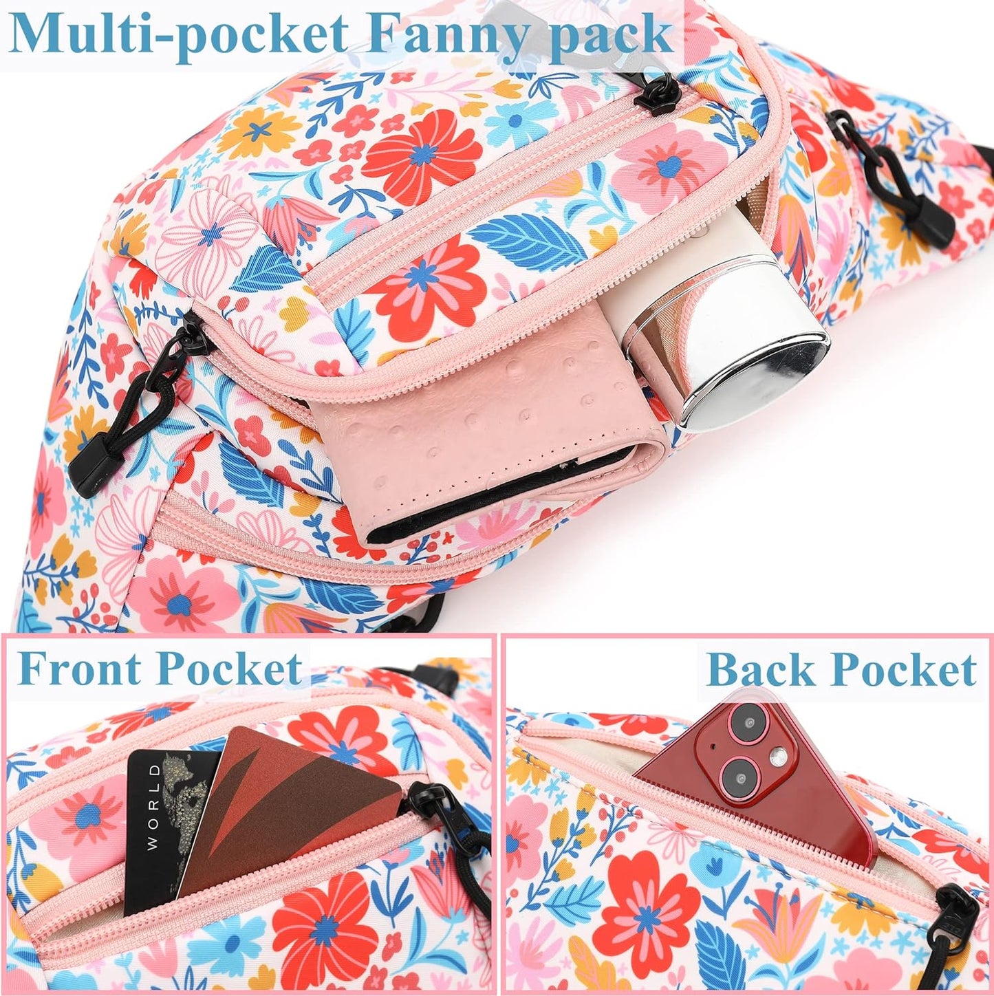 TOPERIN Fashion Fanny Pack Cute Running Belt Waist Pack Running Waist Bag Belt