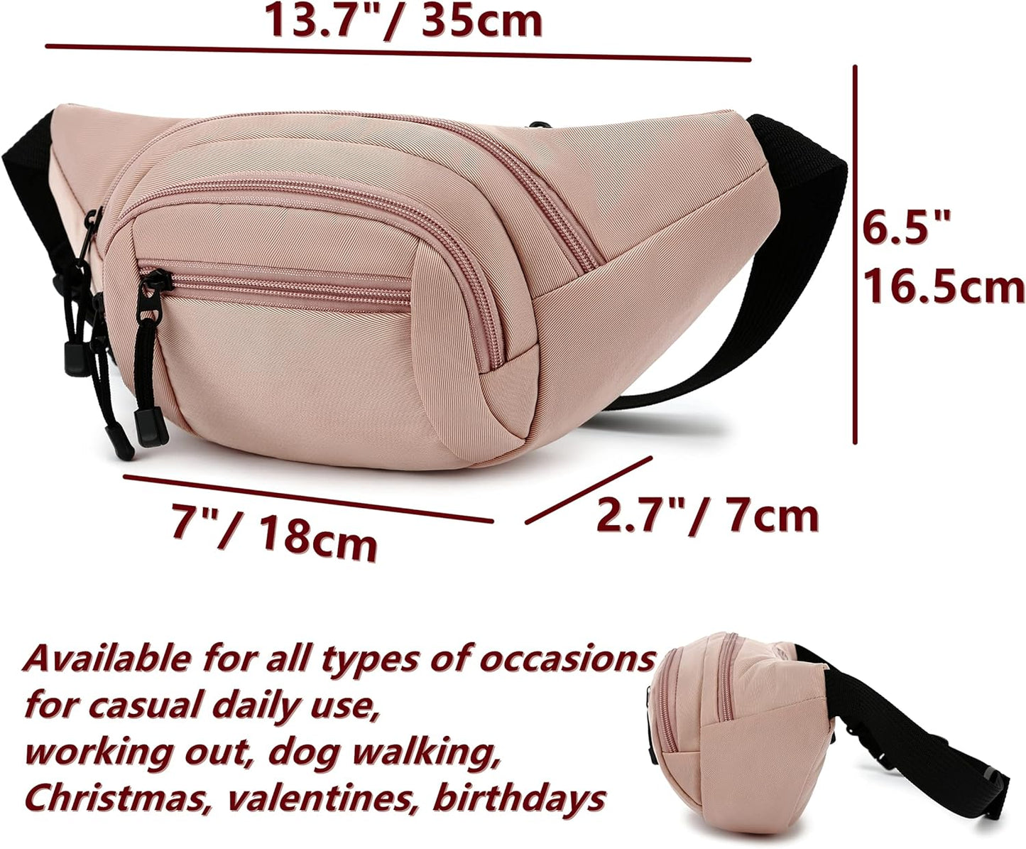 TOPERIN Fashion Fanny Pack Cute Running Belt Waist Pack Running Waist Bag Belt