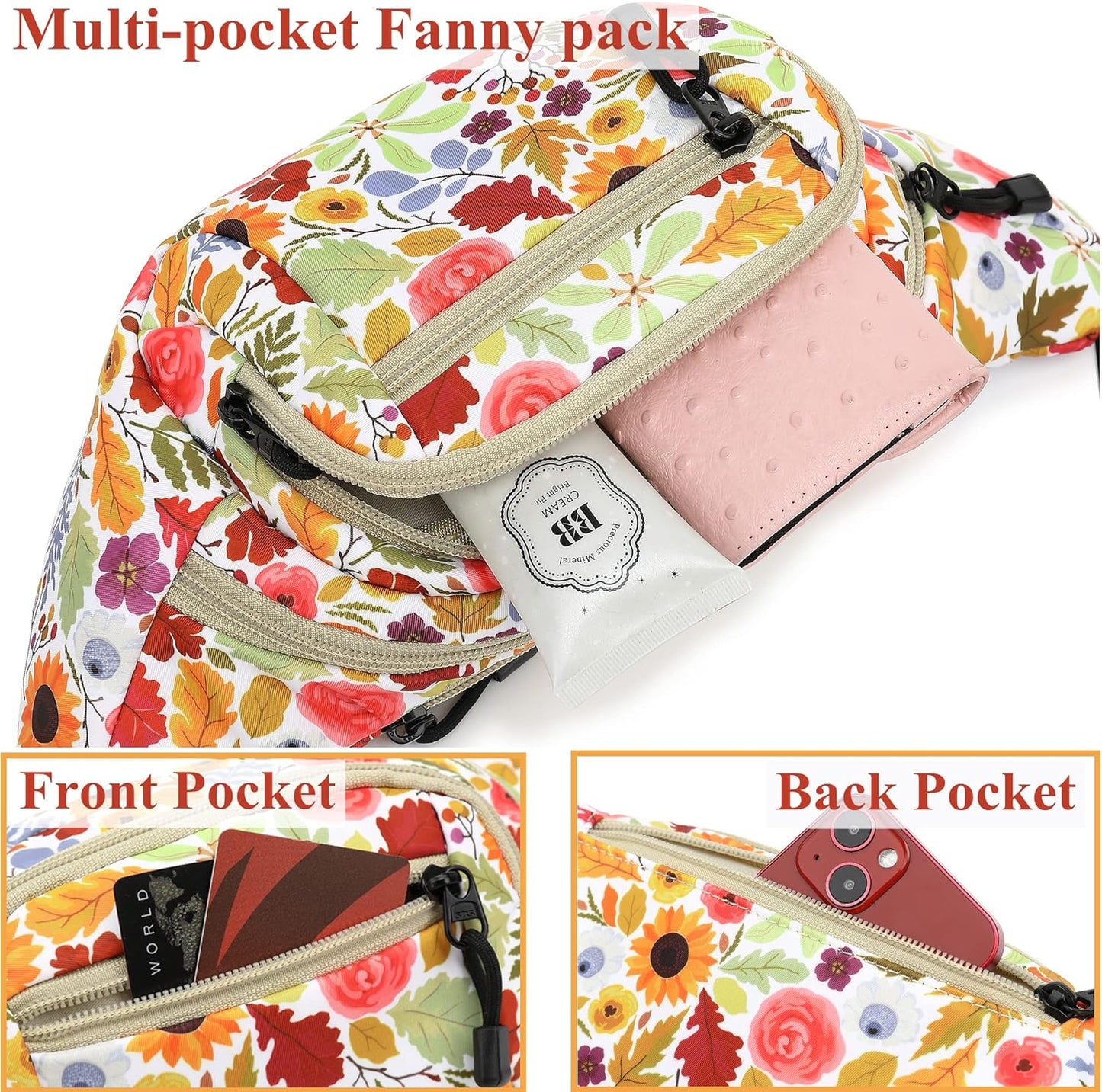 TOPERIN Fashion Fanny Pack Cute Running Belt Waist Pack Running Waist Bag Belt